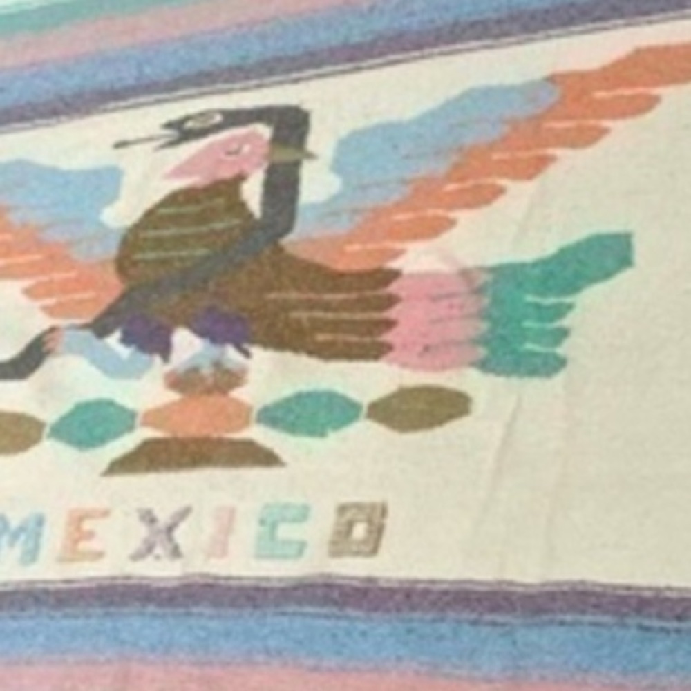 Mexico Blanket Pink, Teal, Purple Pastel Stripes Large Blanket Throw